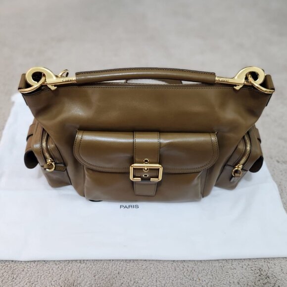 Chloe Camera Bag in Shiny Leather Color Dark Khaki - Picture 2 of 11